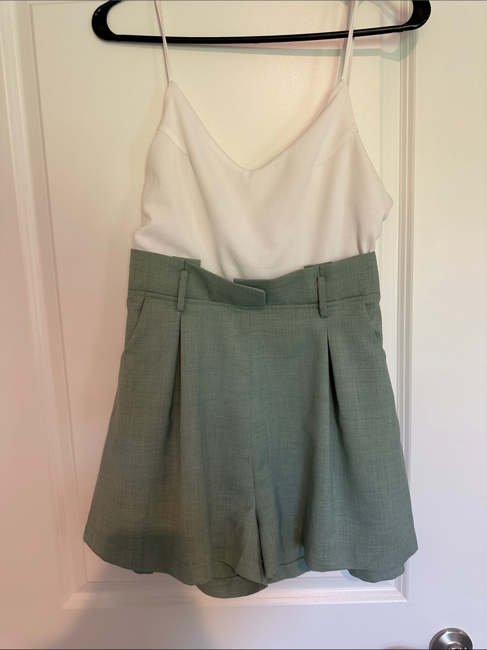 High-Waist Pleated Women’s Shorts in Sage Green